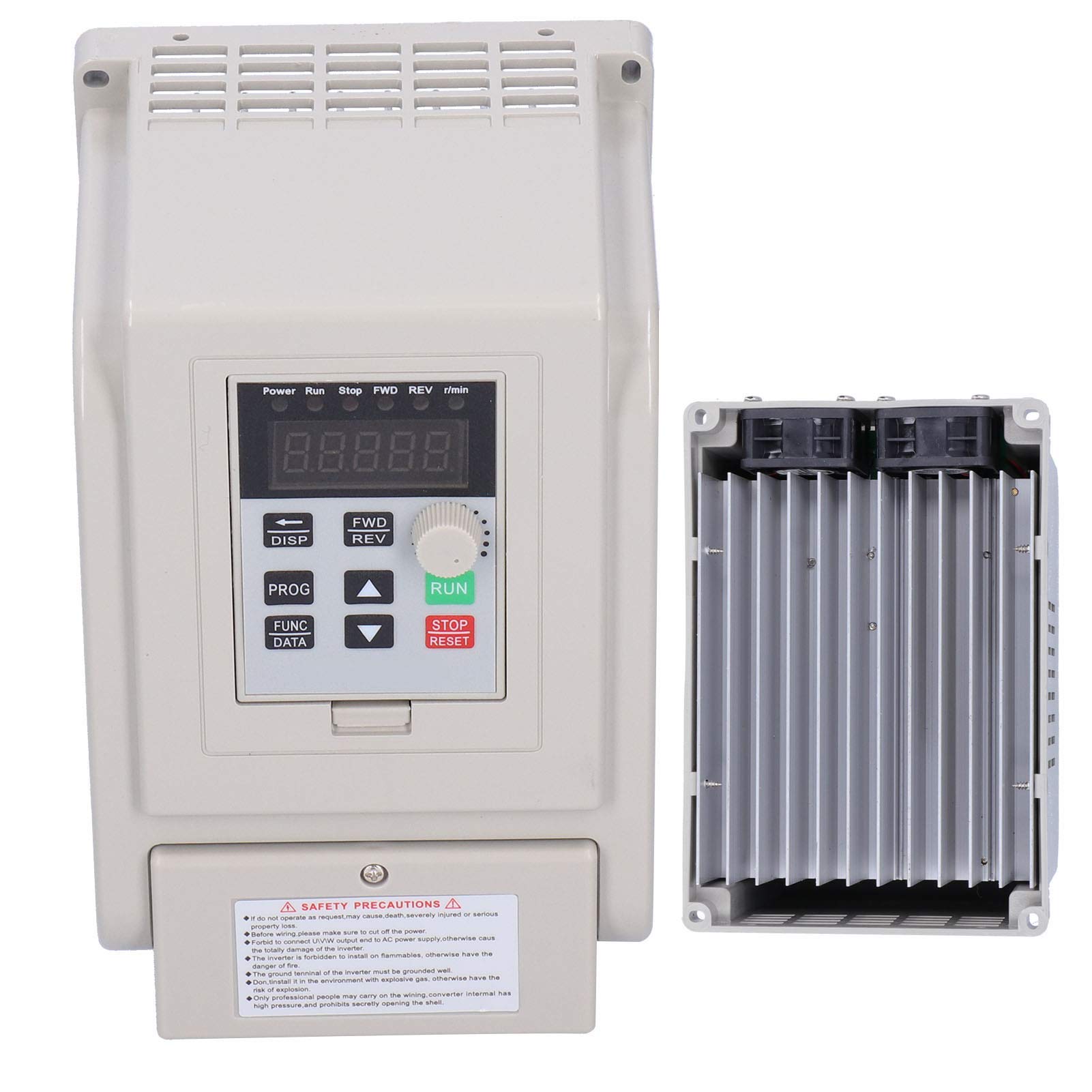 Cosiki Variador de Frecuencia, AT5 2200X 2.2KW VFD Inversor Monofásico 110VAC a Trifásico Salida 220VAC, con Pantalla Digital y Protección, para Control de Velocidad de Motor Trifásico