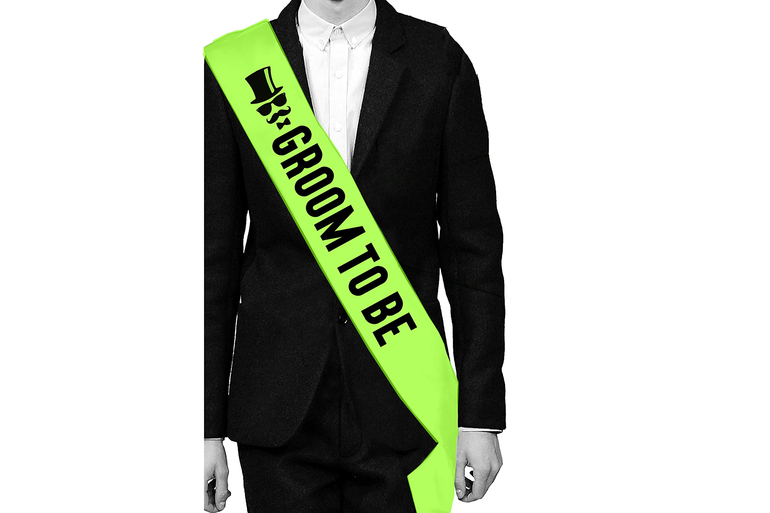 Hubops Groom to be sash with 20 pcs Team Groom pin Badge for Party Decoration Combo Pack (neon Green Combo)