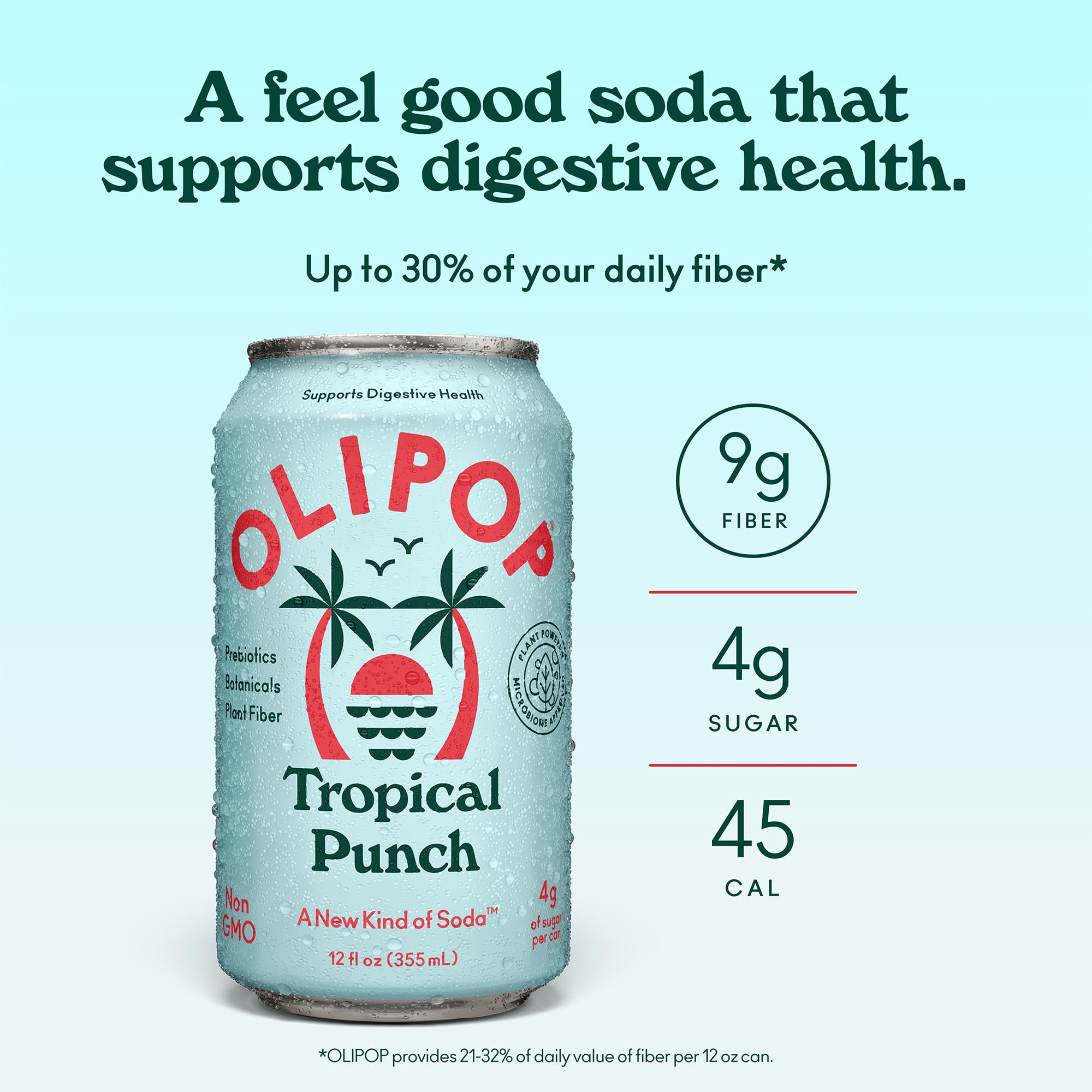 OLIPOP Prebiotic Soda Pop, Tropical Punch, A New Kind of Soda
