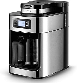 Machine à café goutte à goutte programmable de 10 tasses avec cafetière, carafe en verre et bouton tactile à fonctionnement silencieux, machines à café avec décoration en acier inoxydable, 1000W