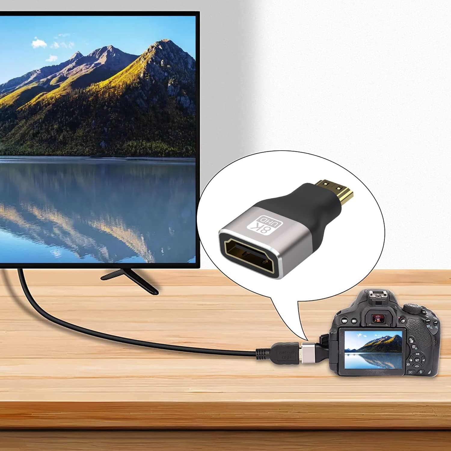 PremiumCord Adapter 8K HDMI A gniazdo na mini HDMI wtyczka F/M, UHD 8K 3840p 60Hz, 4K 2160p 120Hz, Full HD 1080p, aluminiowa obudowa, pozłacane złącza, kolor szary Space