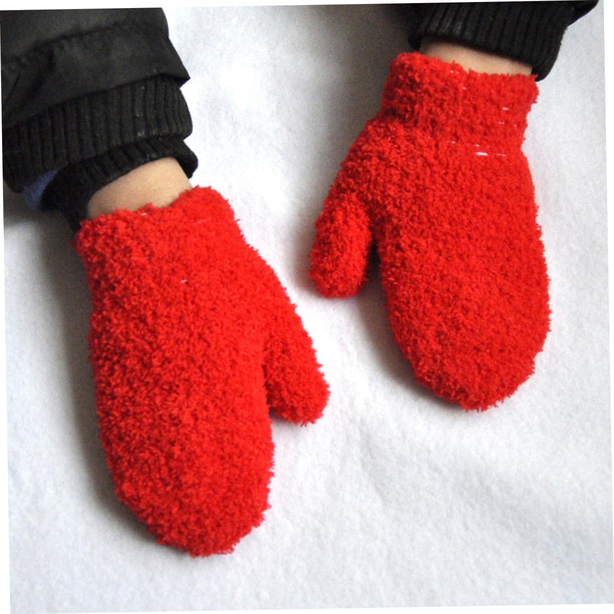LIFKOME 6Pairs Boy Girl Winter Warm Knitted Mittens Full Cover Gloves for Girls Hand Protection in Cold Weather