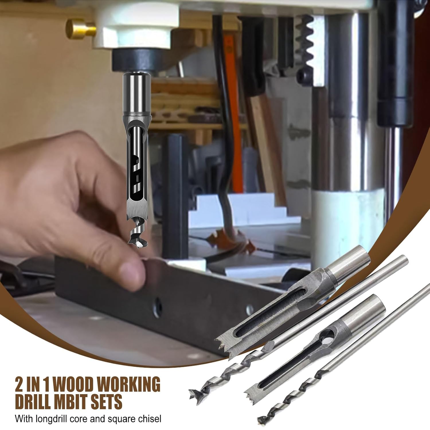Woodworking Square Hole Drill Bits, Wood Mortising Chisel Set Wood Square Hole Mortising Chisel Drill Bit for Mortising Machines (7/30, 1/4, 5/16, 3/8, 7/16, 1/2, 9/16, 5/8)