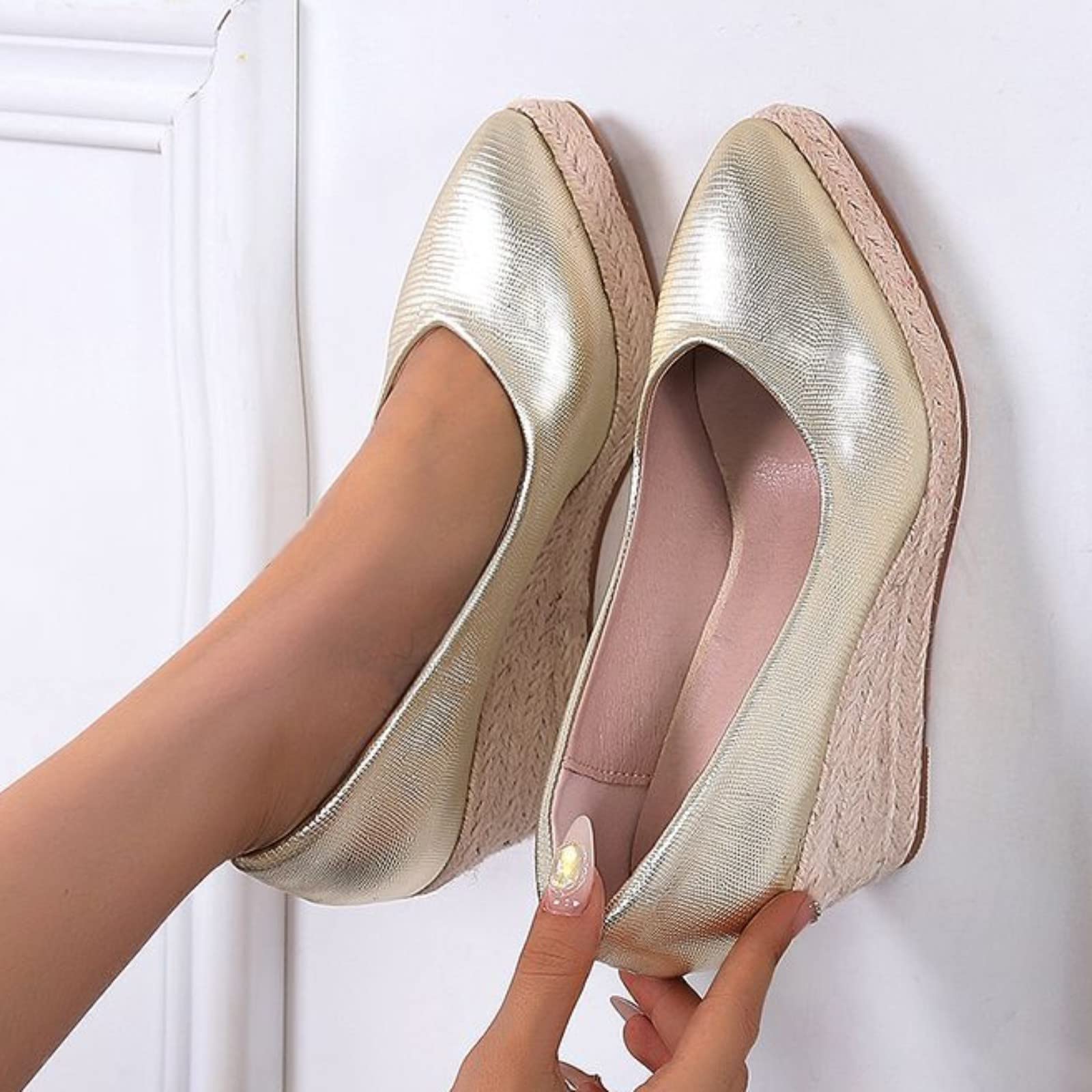 Sandalias Cruzadas Sandalia Cuña Comoda Mujer Zapatos de con de cuerda paja otoño nuevas alpargatas con punta en gruesa zapatos tacón sin cordones Sandalias Tacon Bajo Chanclas Mujer Comodas