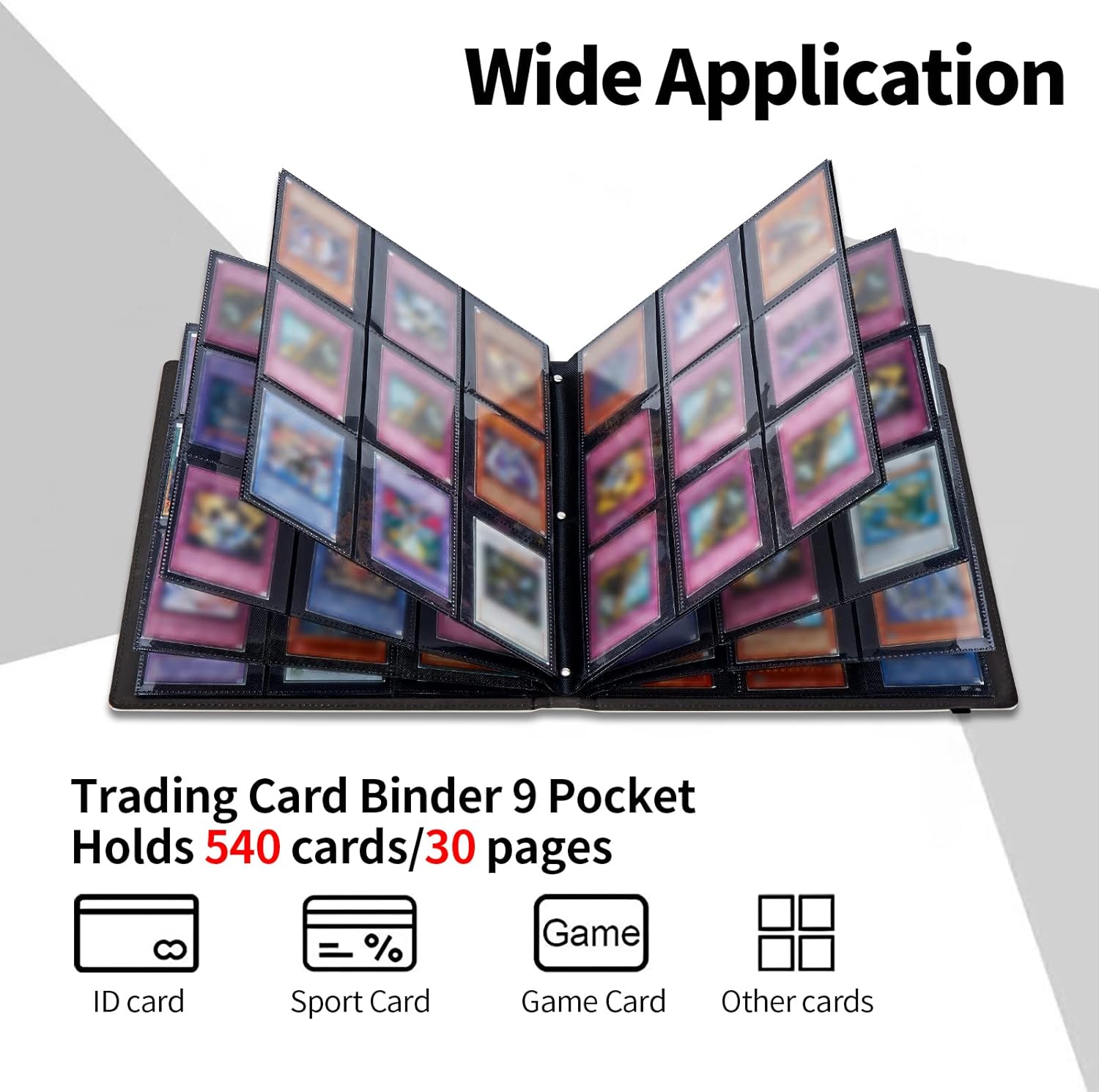 9 Pocket Trading Card Binder,Collection Holder Album Sleeves for Baseball,Sports Card, MTG Cards,Collectible Card Protection,30 Pages Put up to 540 Cards,Elegant Marble