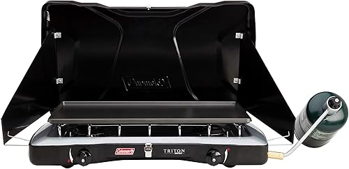 Coleman Triton Series cocina con dos hornillas 22 000 BTU Black, Negro mate