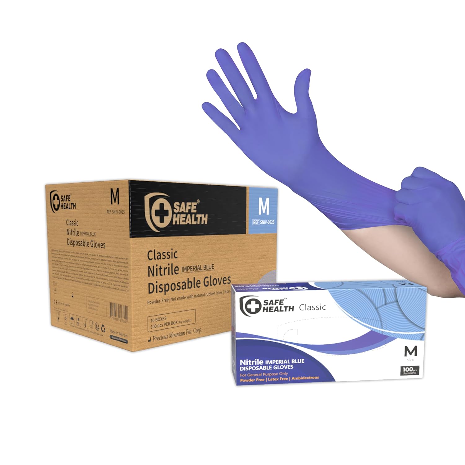 Safe Health Nitrile Disposable Gloves 3 5 Mil Imperial Blue Powder Free Latex Free Tattoo Beauty Salon Car