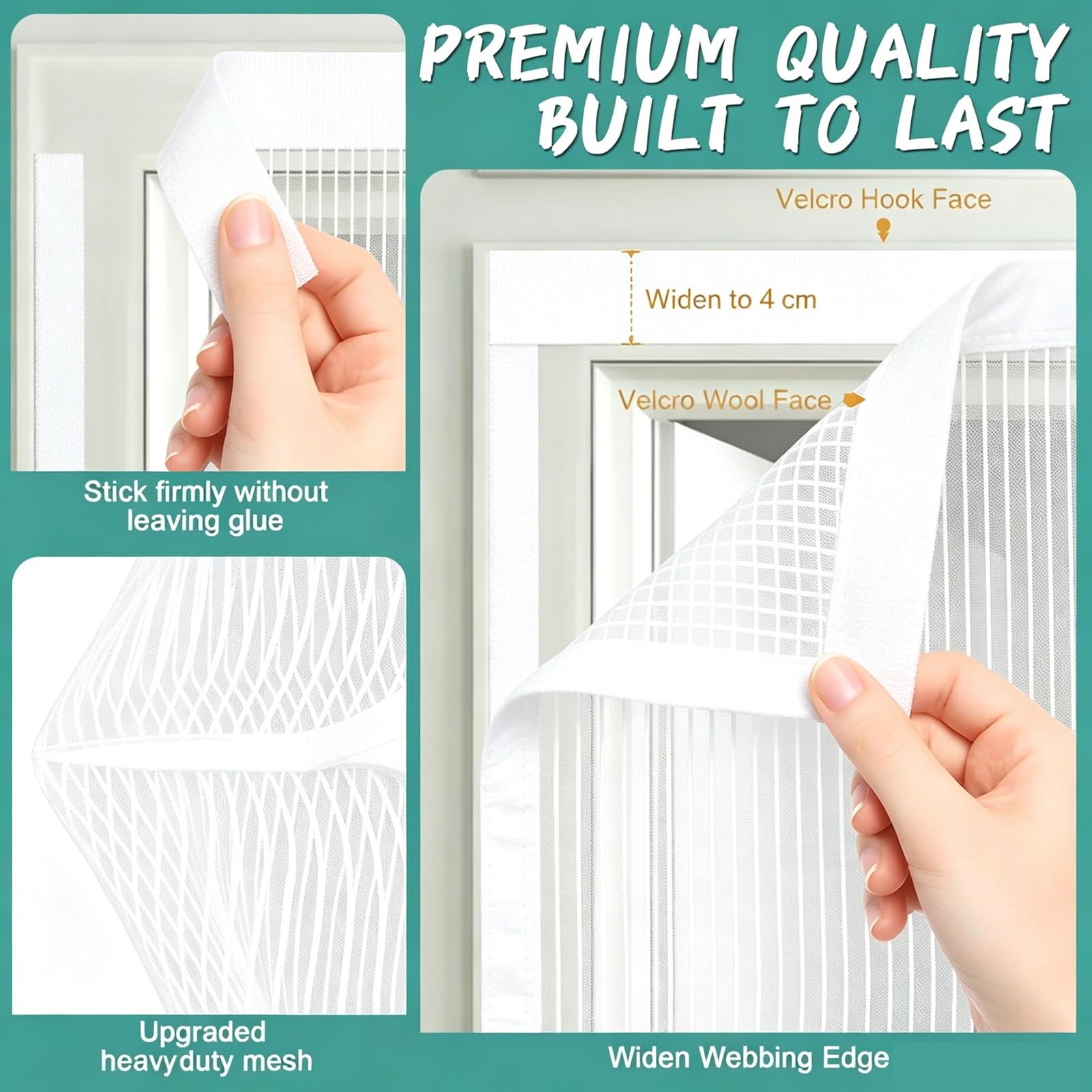 Mosquitera Puerta Magnética 215 x 158 cm Mantiene El Aire Fresco Dentro y Los Bichos Fuera Cortina Protección Contra Insectos para Puertas Puerta Del Balcón, Patio, Blanco