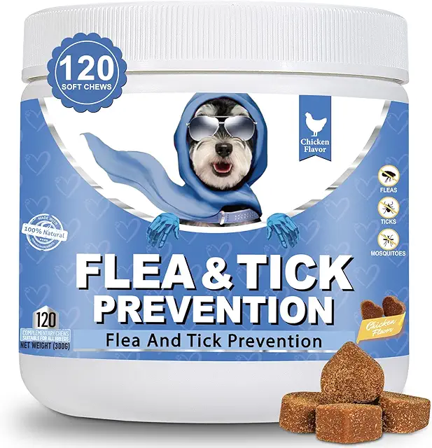 Compléments Anti-Puces pour Chiens - Bouchées Naturelles au Poulet 300g