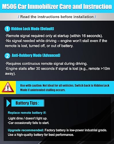 Miniatura 2 de CHADWICK Sistema de alarma antirrobo para inmovilizador de automóvil, bloqueo inalámbrico del motor M506, dispositivo antirrobo automático,
