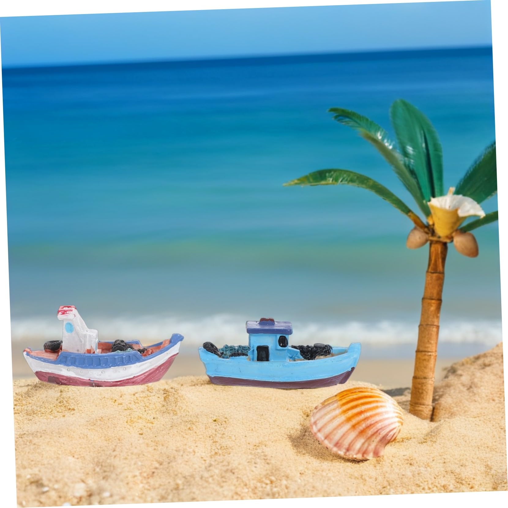 Kisangel Kit Decorativo Spiaggia 8 Pezzi in Resina a Forma di Barca, Miniatura per Decorazioni Casa da Spiaggia e Paesaggi Marini in Miniatura Stili multipli