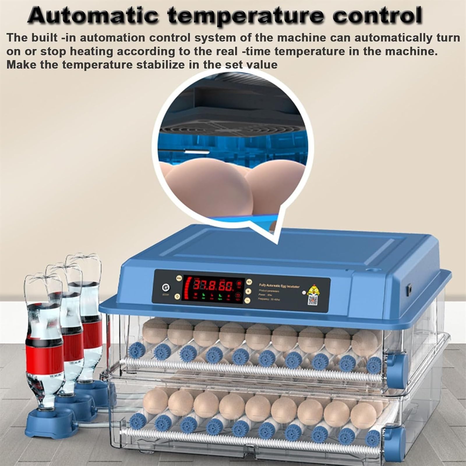 Incubadoras de huevos for incubar huevos, incubadora automática de huevos con giro de huevos, incubadora digital con control de temperatura y humedad, agregar tanque de agua for pollos, patos, pájaros