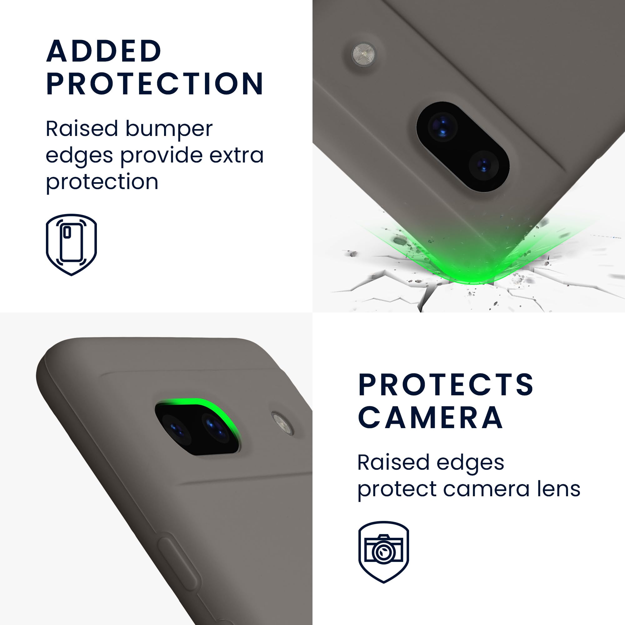 kwmobile Case Compatible with Google Pixel 7a Case - TPU Silicone Phone Cover with Soft Finish - Stone Dust - Image 3