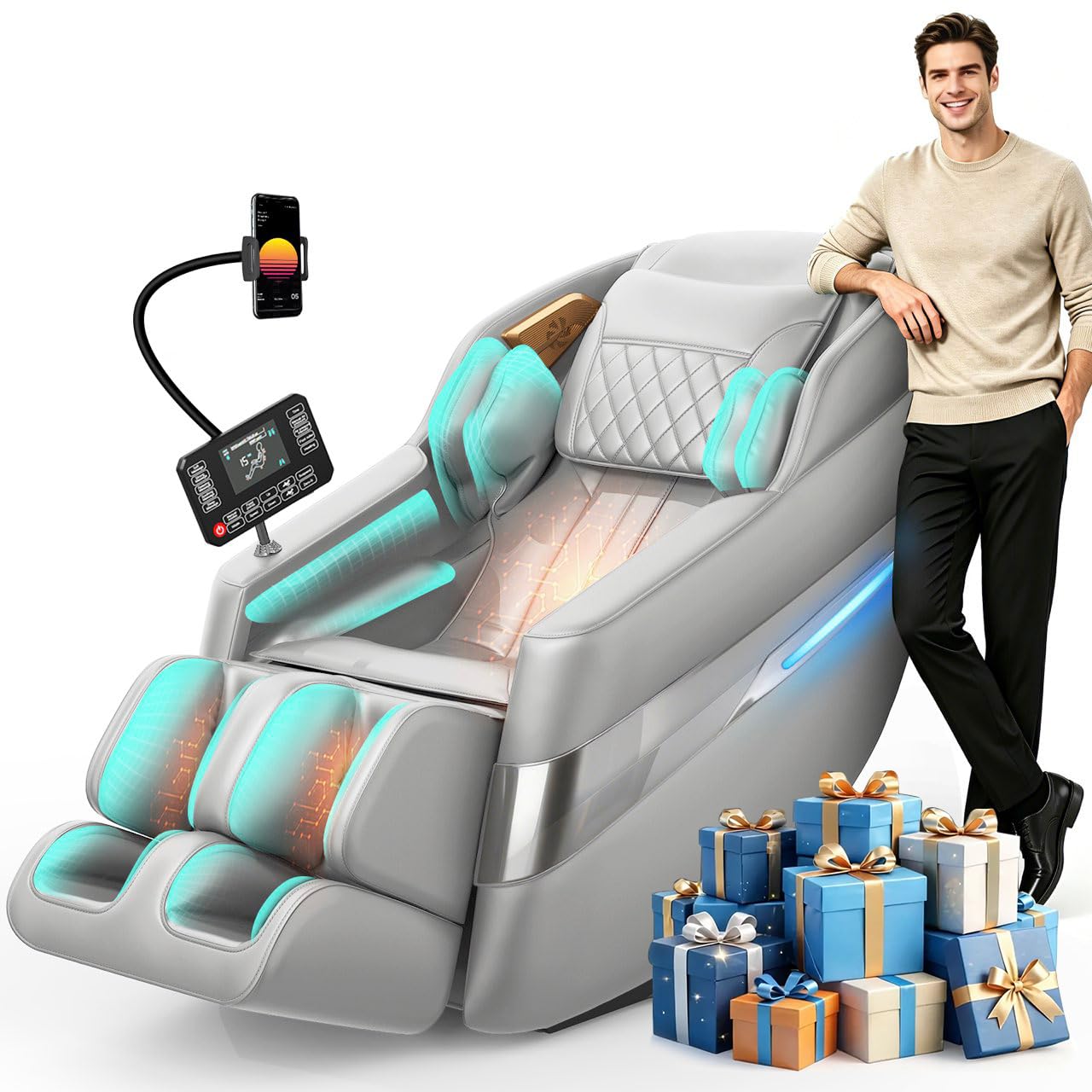 FURNIMAT 3D Full Body Massage Chair Zero Gravity SL-Track, Shiatsu Recliner
