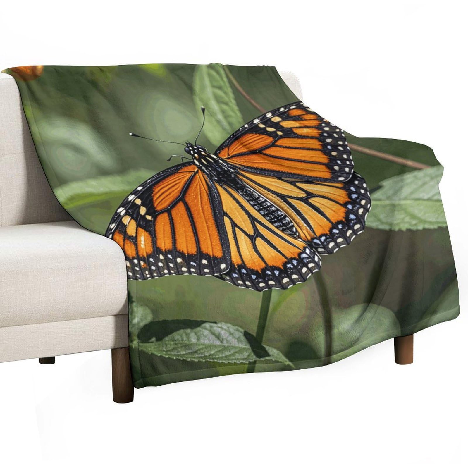Couverture flanelle thermorégulatrice et légère papillon