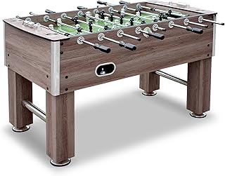 Hathaway Driftwood 56 inch Foosball Table Adult Size for Family Rec Room - With Smooth Playfield, Weighted Players, Dual Abacus Scoring, Auto Ball Return, Sturdy Leg Levelers & Foosball Balls