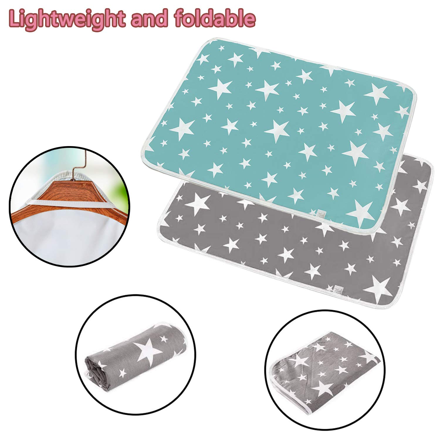 Cambiador de Bebé Pañales Portátil Plegable Almohadilla Impermeable para Niños Adultos Y Mascotas Cambiador para Bebés Reutilizable Impermeable Lavable 2 Piezas 50 x 70cm