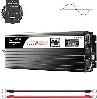Pure sine Wave Inverter DC12V to AC 120v Pure sine Wave 3000w Solar Power Inverter for Camping Boat (DC12V (Range 10V-15V) 3000W)