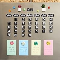 Vista 2 de Juvale Números magnéticos para calendario de pizarra blanca, color negro, 50 piezas, imanes de números de calendario y días y meses magnéticos
