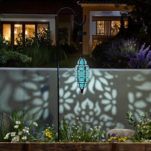 Vista 19 de Twinkya Luces solares colgantes para jardín al aire libre, farol solar impermeable, de metal, marroquí, decoración al aire libre para patio, camino