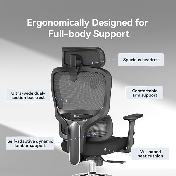 SIHOO M56 Ergonomic Office Chair, Dual Backrest, Adaptive Lumbar Support