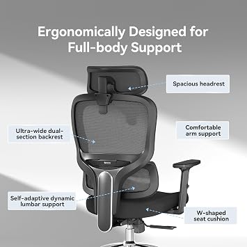 SIHOO M56 Ergonomic Office Chair, Dual Backrest, Adaptive Lumbar Support