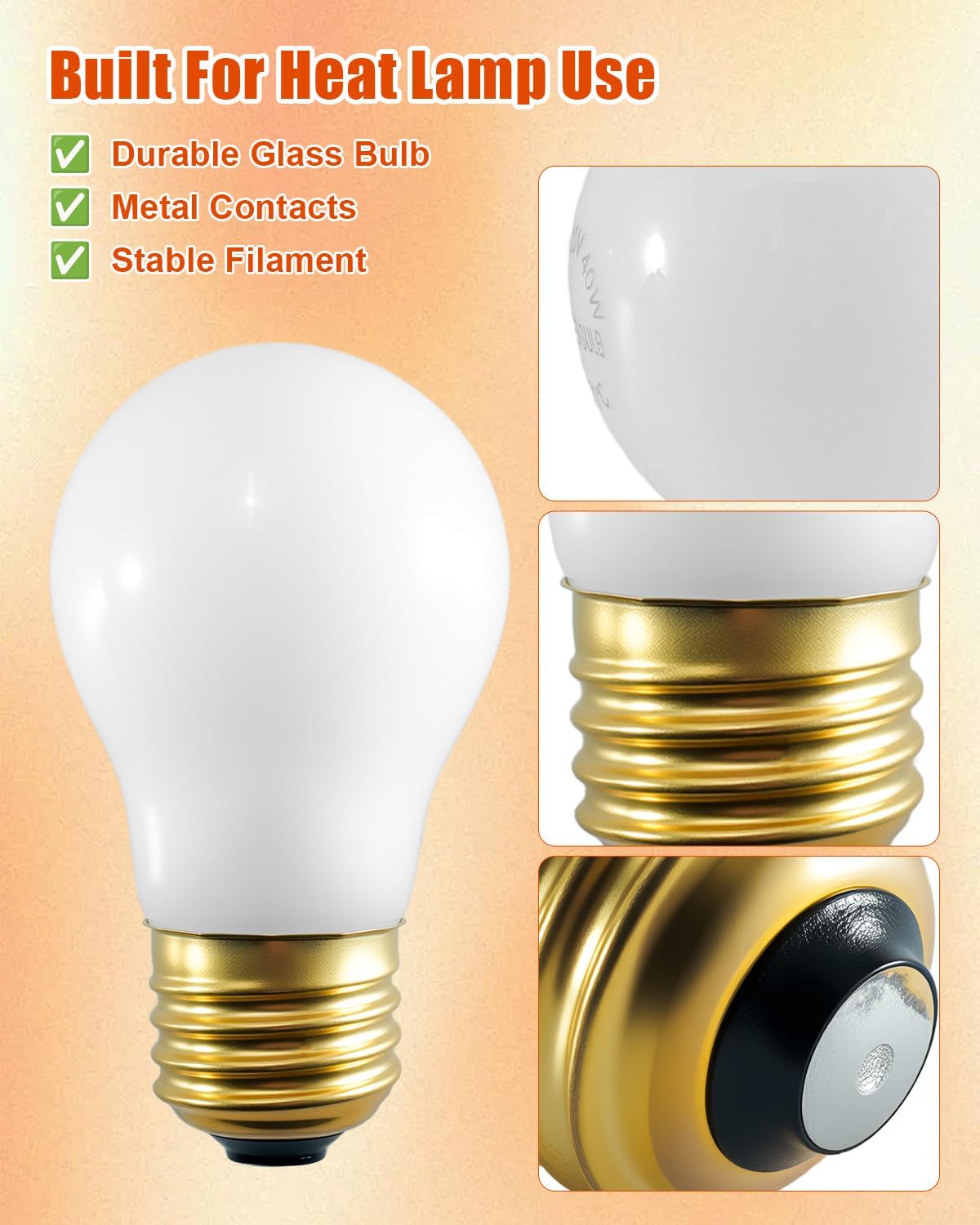 Heat Lamp Bulb Fit for Hatco 40 Watt, Oven Light Bulb Replace 02.30.265.00 02.30.265 02.30.265.12 High Temp