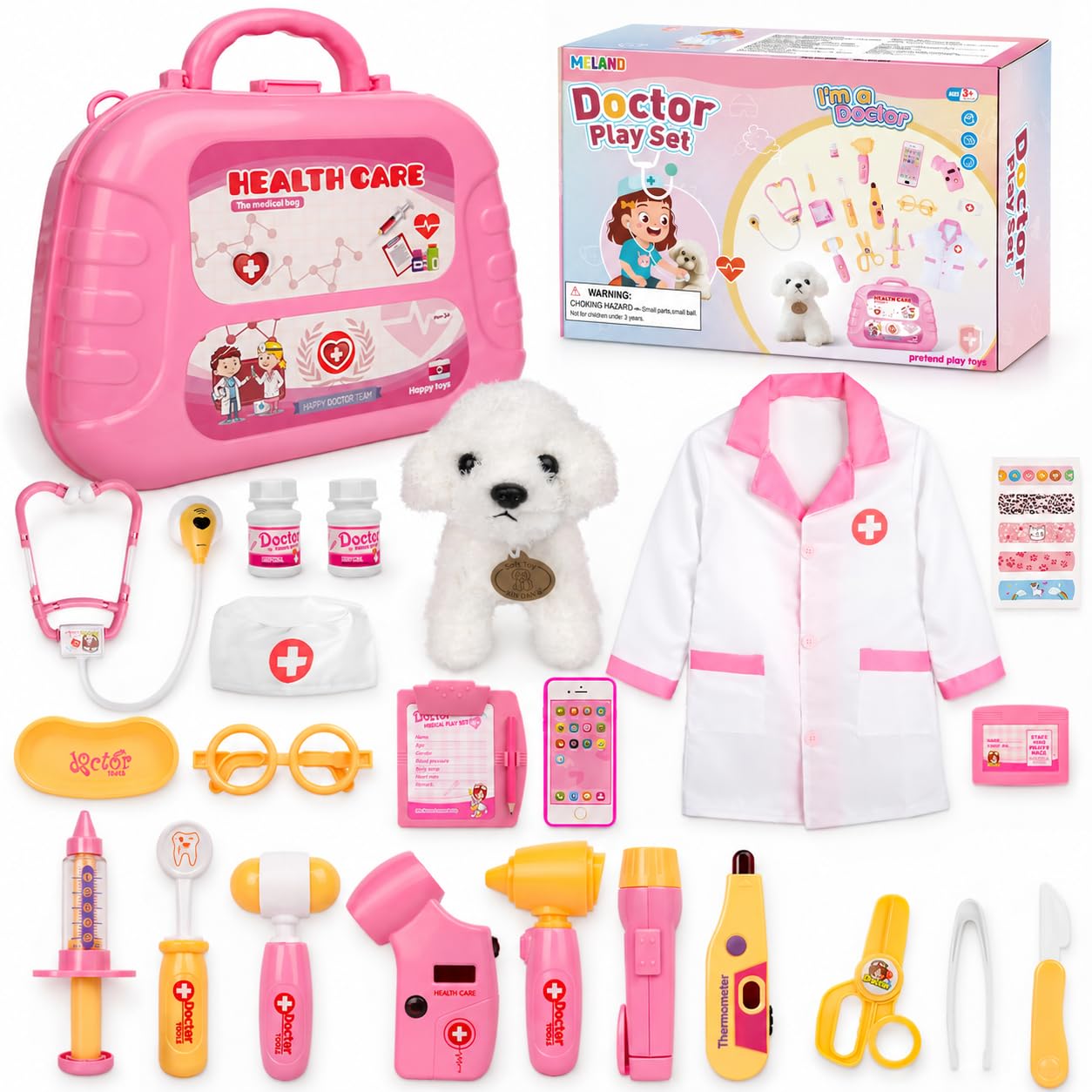 Meland Doctor Kit with Puppy for Child, Pretend Play Toy Gift for Ages 3–6 | A gift for g…