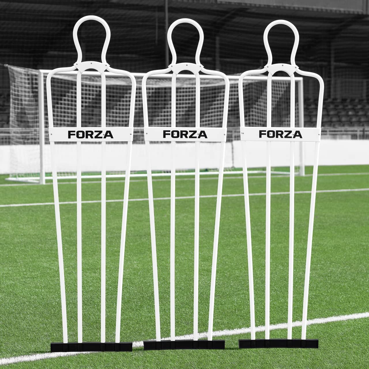 FORZA 6ft Airflow Soccer Mannequin | Wind-Resistant Free Kick Training Dummy for Coaching Drills & Shooting Practice | Shatterproof PVC with Ground Spikes & Optional Base - Pack of 1 or 3