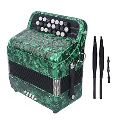 22 Key 8 Bass Accordion Professional Anti Slip Sensitive Button Accordion Musical Instrument with Strap Green