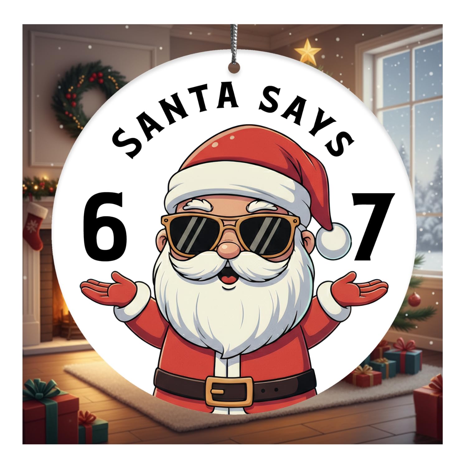 Amazon.com: LINHARA Santa Says 67 Ornament, 3.54