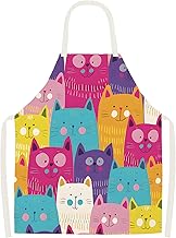 Kitchen Apron Linen Adjustable Personalized Cat Pattern Anti-Dirty Versatile for Women and Men, Great Gift for Barbecue, Cooking and Painting