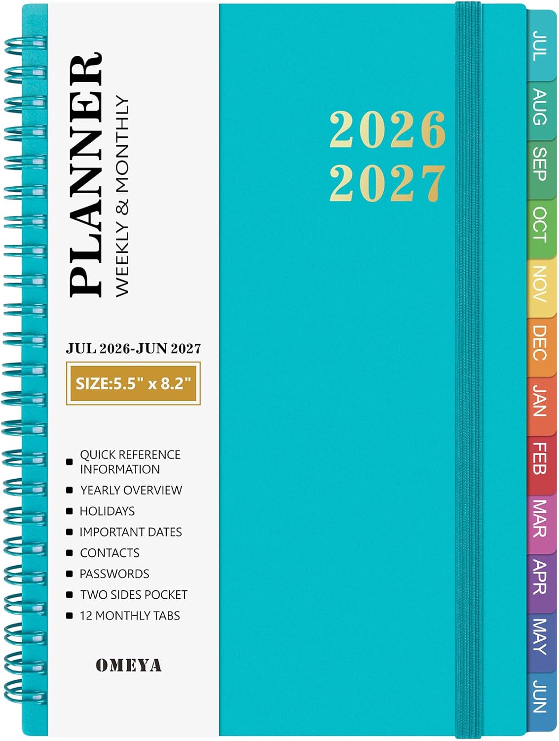 2026 Planner – 2026 Planner Weekly and Monthly: Jan. 2026 - Dec. 2026, 5.5" x 8.2", 2026 Calendar Planner with Monthly Tabs, Flexible Cover, Thick Paper, Inner Pocket for School Office Supplies