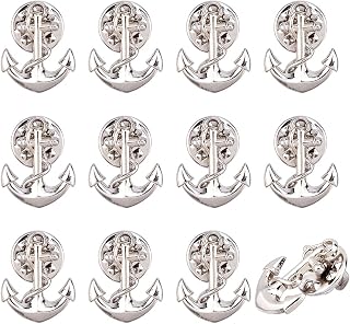 DICOSMETIC 12Pcs Anchor Brooch Lapel Pin Platinum Antique Bronze Anchor Jewelry Pin 0.79x0.63 Inch Sailor Pins Alloy Metal Pins Men Women Brooches Accessories for Backpacks Hat Shirt Bags