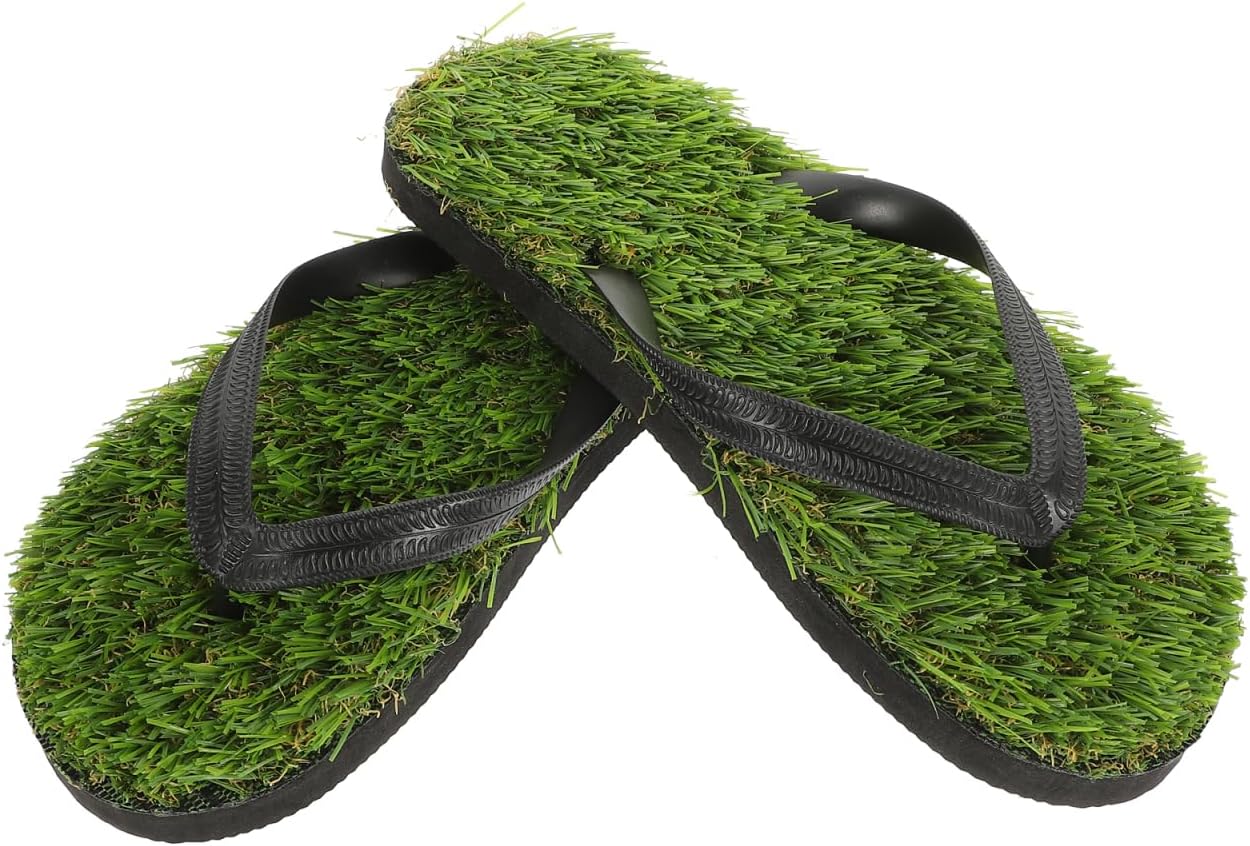 Yardwe Lawn Grass Slippers Size 40/41 Unisex Faux Lawn Upper Eva Sole Casual Beach Pool Outdoor Summer Shoes