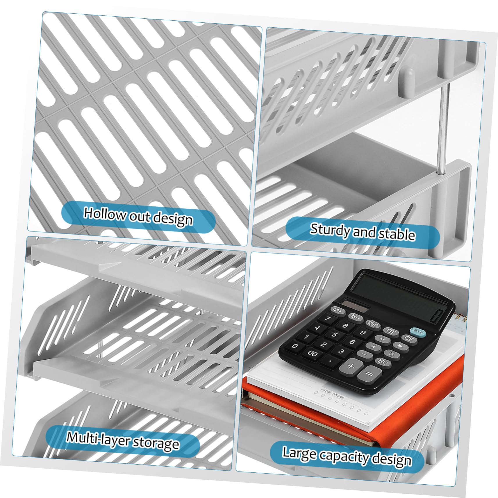 DOITOOL Organizador de Documentos de Plástico Multicapas para Escritorio | Diseño Calado, Estructura Estable, Bandeja Horizontal para Oficina y Archivo