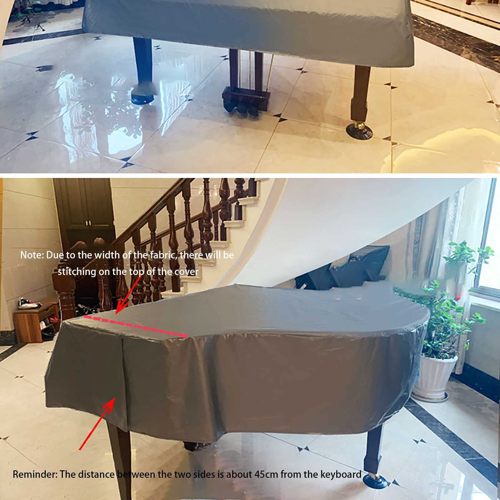 LekLai Okładka Fortepianu Prosta Okładka Pełna Okładka Pianina Osłona Przeciwpyłowa Okładka Fortepianu Fortepian Okładka Fortepianu Dekoracyjna Osłona Pyłoszczelna Okładka Pianina