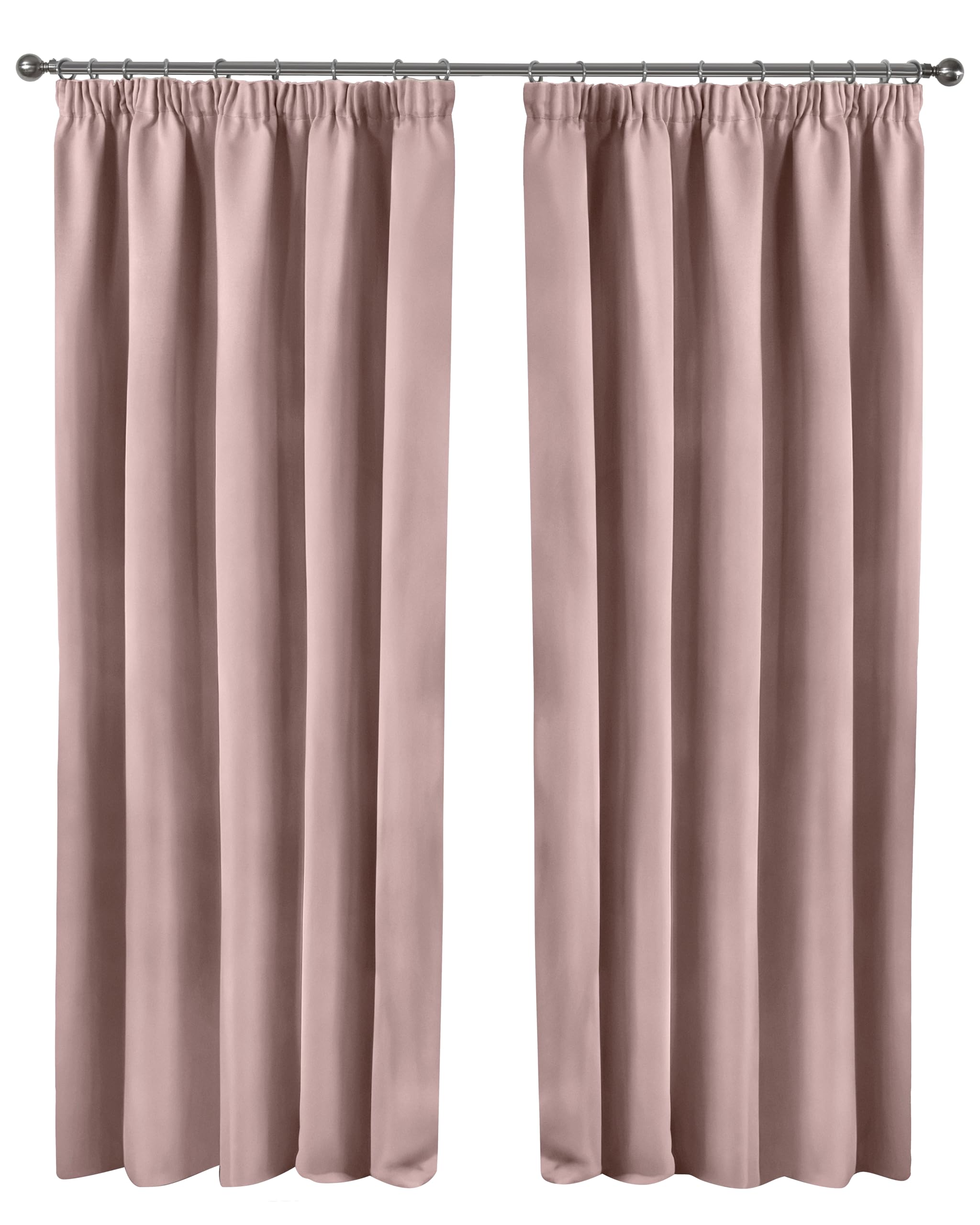 Emma Barclay Blush Pink – Blackout Curtains For Bedroom Living Room Thermal Insulated Woven Pencil Pleat Blackout Curtains Cali Collection - 46” X 54” Inch
