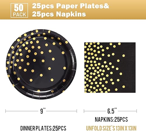 Miniatura 2 de Platos y servilletas de papel azul y dorado, suministros de fiesta, 25 platos de postre de 7 pulgadas y 25 servilletas de 6.5 pulgadas, para baby