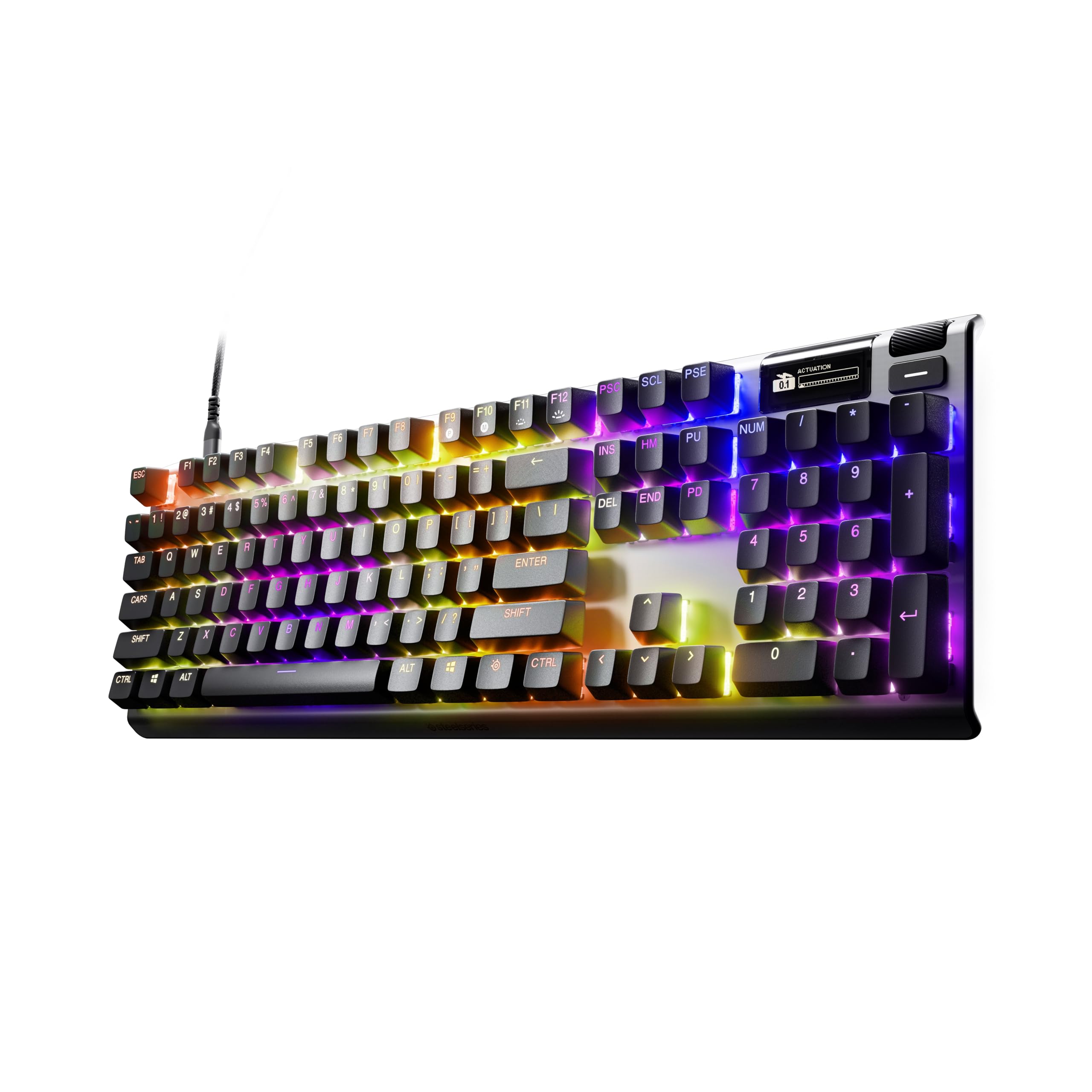 SteelSeries Apex Pro Gen 3 - Hipermagnetyczna klawiatura dla graczy - przełączniki OmniPoint 3.0 - Rapid Trigger - Ustawienia gier - Rapid Tap/SOCD - OLED - RGB - nakładki z PBT - FR Layout AZERTY
