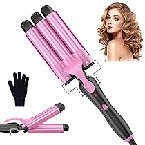 Ferro Arricciacapelli Professionale con cono arricciacapelli, 25mm ferro per capelli onde in Ceramica per Boccoli Perfetti e Capelli Ondulati – Stile Versatile e Duraturo, Rosa