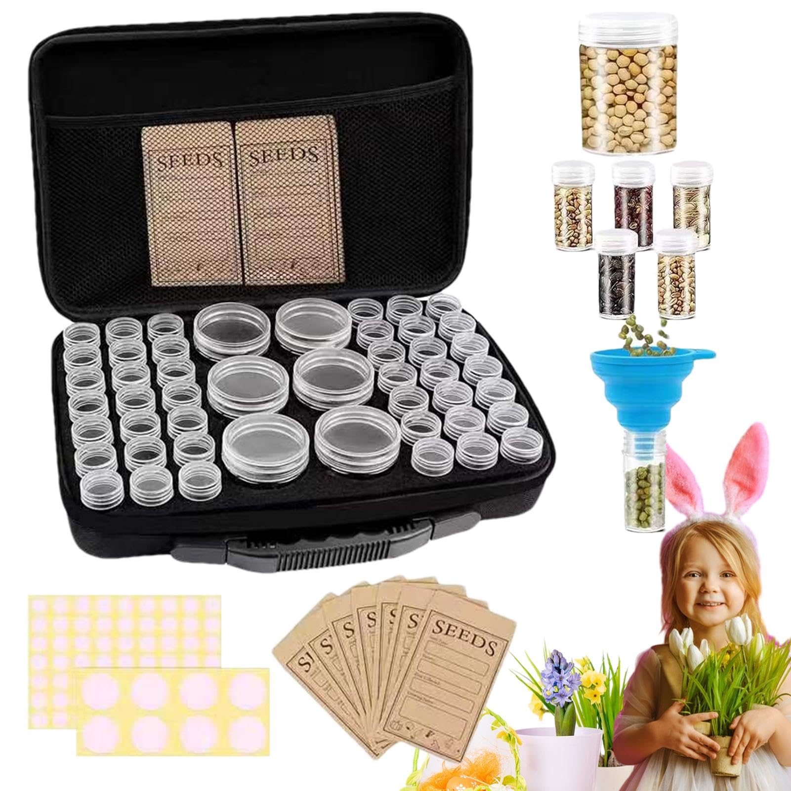 Boite à Graines Bou00eete De Rangement Pour Graines, 64 Emplacements Avec 112 U00c9tiquettes Boite De Rangement Diamond Painting
