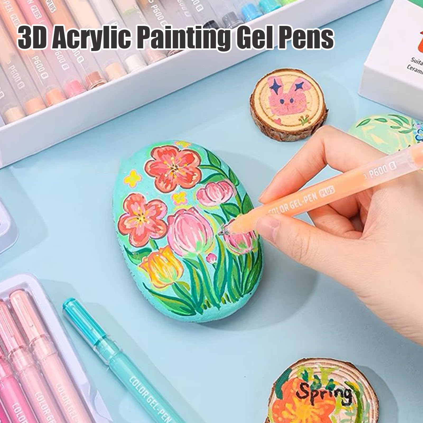 Markery akrylowe do kolorowania | 1,0 mm cienkopisy żelowe | 3D akrylowe długopisy żelowe - do papieru, kart, skał, szkła, tkaniny, drewna, scrapbookingu, kolorowania, pisania, pisania,