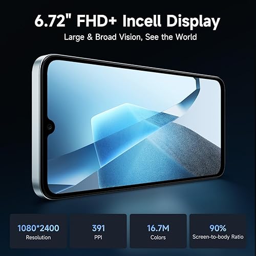 Vista 4 de FOSSIBOT S2 teléfono celular desbloqueado Android 14, 20GB+256GB/2TB Smartphone, pantalla FHD de 6.75 pulgadas, teléfonos celulares 4G SIM duales