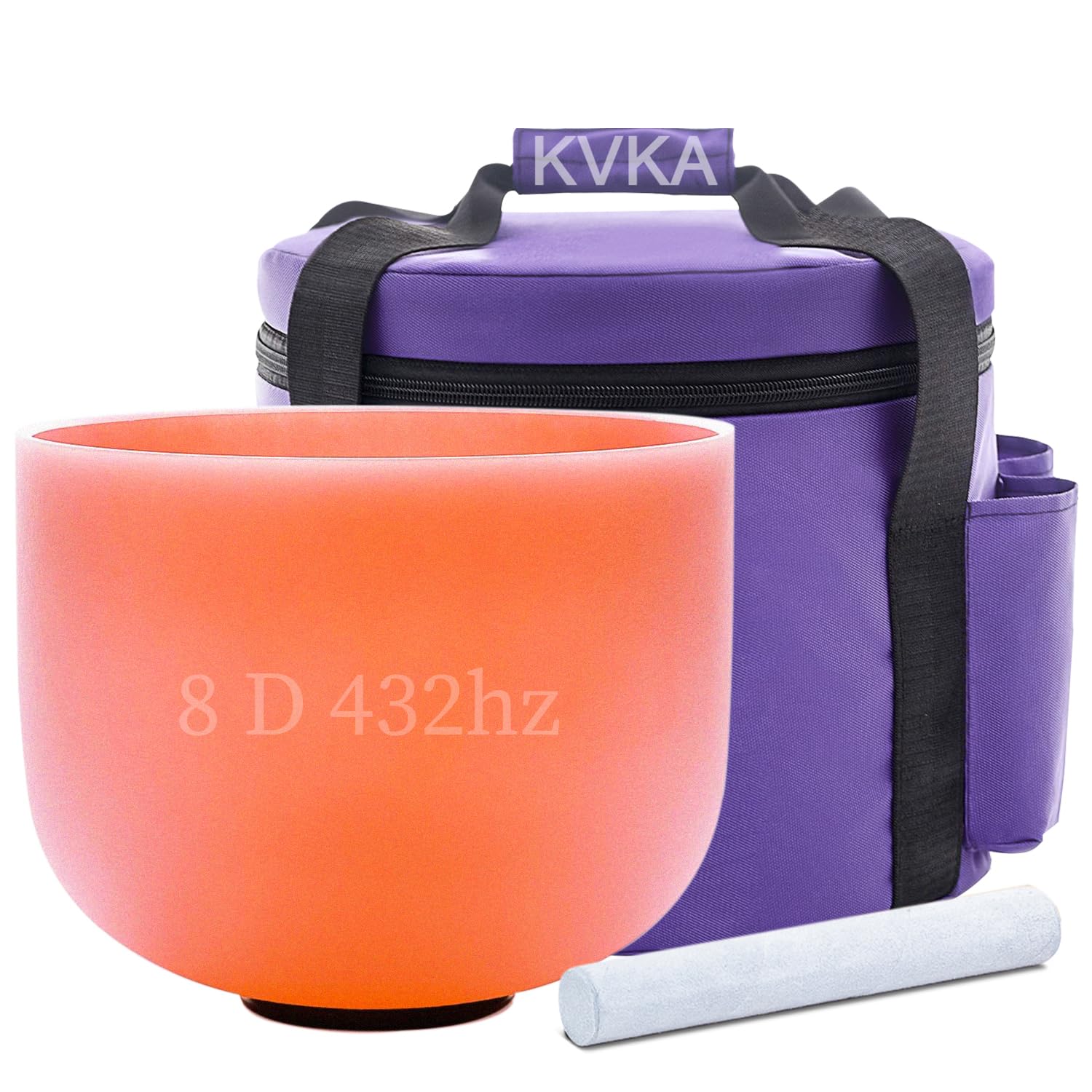 KVKA Campane tibetane, 20 cm, 432 Hz, D Note 8 pollici, colore arancione, per yoga, meditazione, suono salutare, rilassamento, antistress con borsa per il trasporto