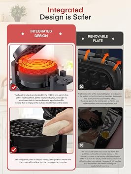 Waffle Maker, 1400W Double Belgian Waffle Iron 180 Flip, 8 Slices in 3 Mins, Rotating & Nonstick Plates, Anti-Scald, Removable Drip Tray Easy to Clean, Cool Touch Handle, Space-Saving Storage(Black)
