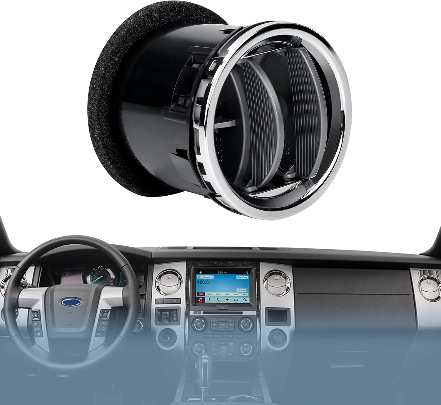 8L3Z19893BA Dashboard AC Heater Air Vent/HVAC Vent Duct, Chrome Compatible with Ford F150 2004-2008, LINCOLN MARK LT 2006-2008.
