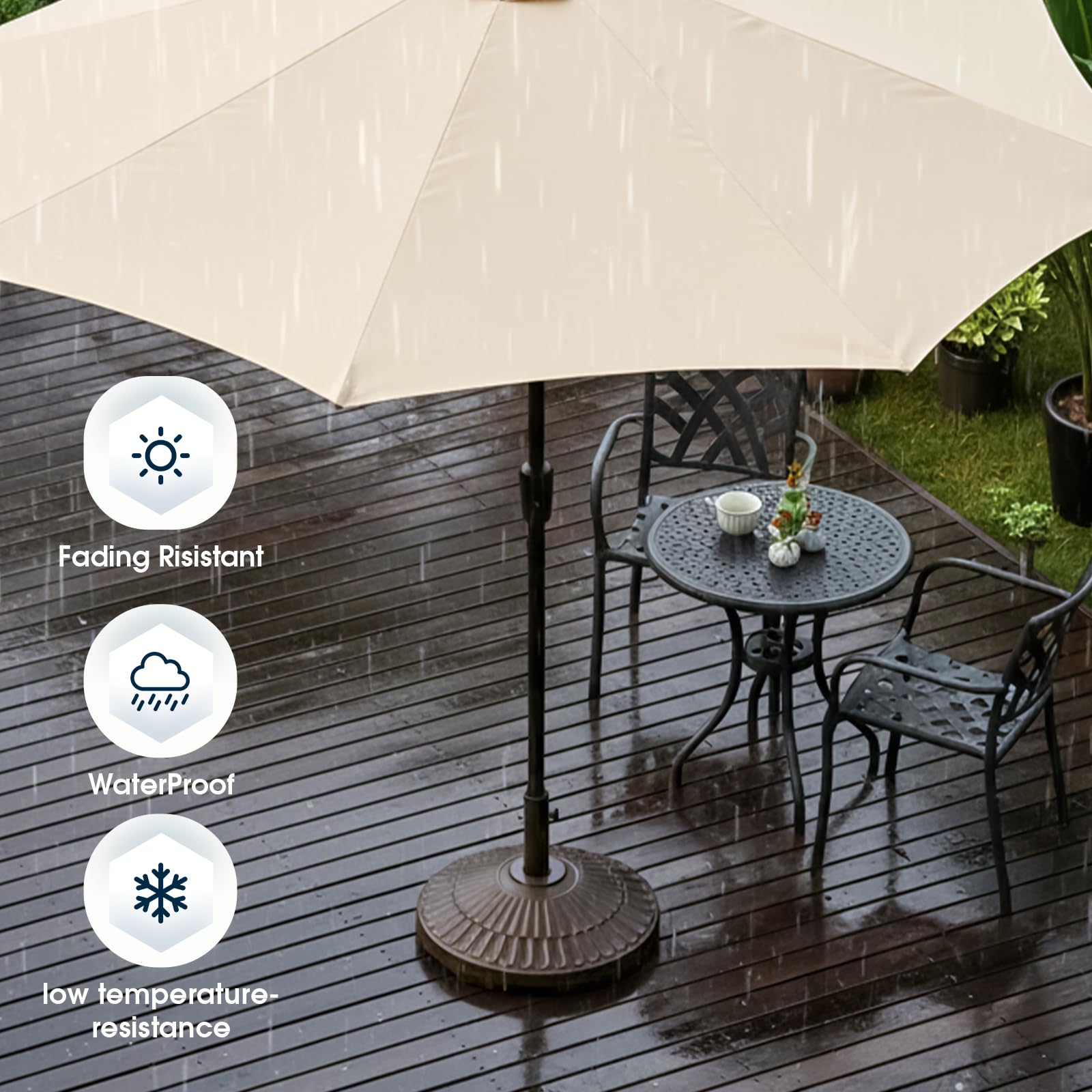 Amazon.com : wikiwiki 90 Lbs HDPE Round Patio Umbrella Base Water or Sand Filled Stand, Weighted Umbrella Stands Fits 1.5-1.9in Poles for Garden, Lawn, Deck, Backyard & Pool, Brown : Patio, Lawn