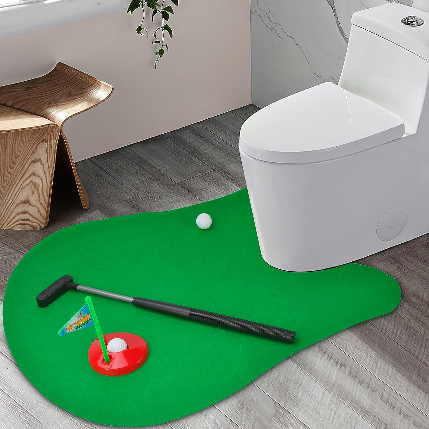 Jeu de golf pour toilettes - Mini golf dans n'importe quelle salle de bain - Fête des pères, éléphant blanc, Noël, Saint-Valentin