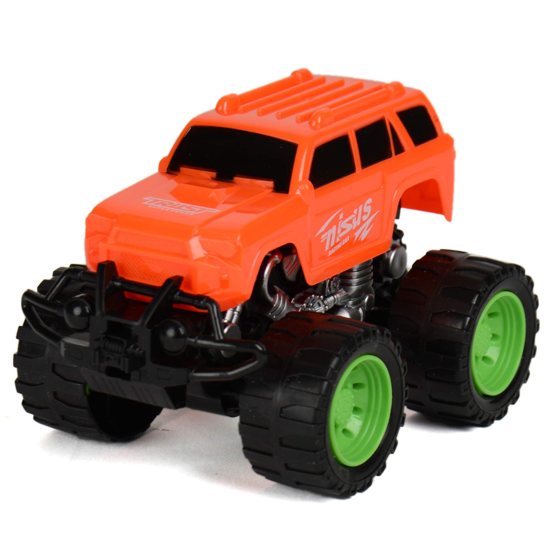 ECCRIS 2 Pack Toy Truck Toys for Boys and Girls, Friction Powered Push and Go Toy Cars, Inertia Car Toy Set Toy Vehicles, Birthday Party Supplies for Toddlers Kids Ages 3 and Up, Small